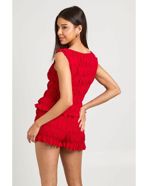 Boohoo Chiffon Shirred Mini Shorts