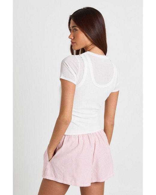Boohoo White Stripe Seersucker Elasticated Waist Shorts