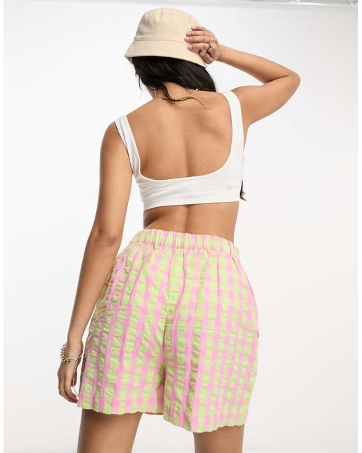 ASOS Natural Co-Ord Boxy Shorts With Buttons