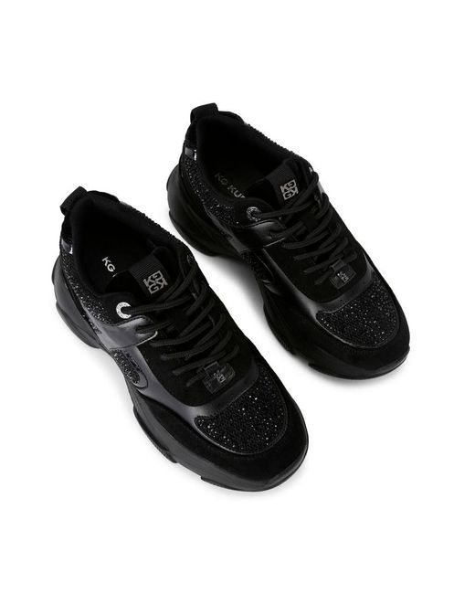 KG by Kurt Geiger Black Lucile Lace Up Gem Sneakers