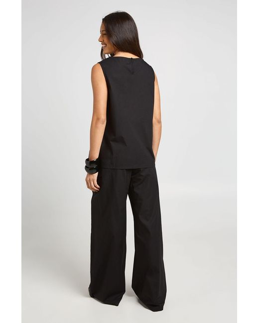 Boohoo Black Poplin Sleeveless Blouse & Wide Leg Trouser Co-Ord