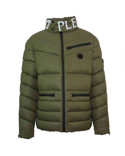 Philipp Plein Green Padded Bold Logo Jacket for men