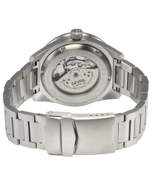 Gevril Gray Mariner Row Automatic, Ss Case, Bezel, Dial, 316L Stainless Steel Satin Bracelet Watch for men