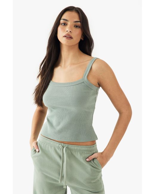 Boohoo Basics Thick Binding Rib Vest Top in Blue Lyst UK