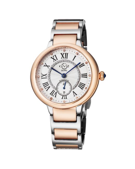 Gevril Metallic Gv2 Rome 12204B Swiss Quartz Diamond Two-Tone Stainless Steel Watch