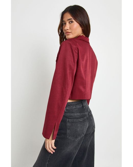 Boohoo Red Boxy Crop Blazer