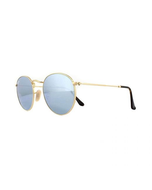 Ray-Ban Brown Sunglasses Round Flat Lenses 3447N 001/30 Shiny Flash Mirror 50Mm Metal
