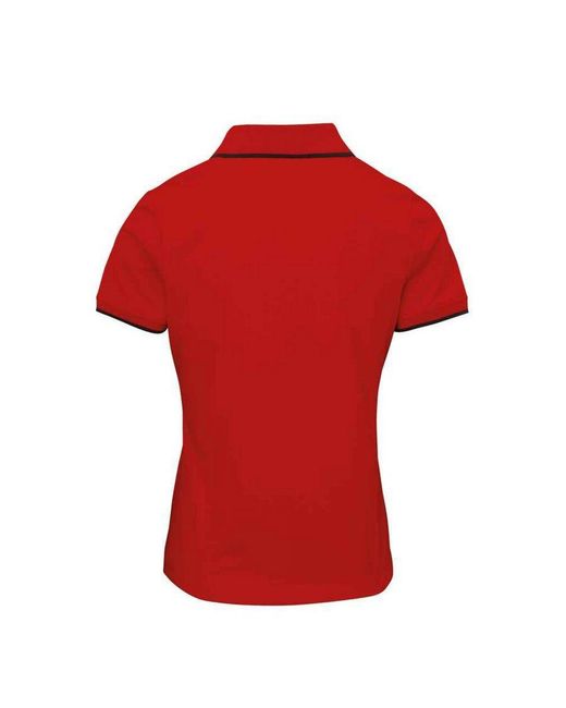 PREMIER Red Ladies Coolchecker Contrast Pique Polo Shirt