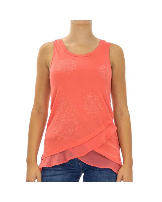 Desigual Pink Wide Round Neck Tank Top 73T2Ex1