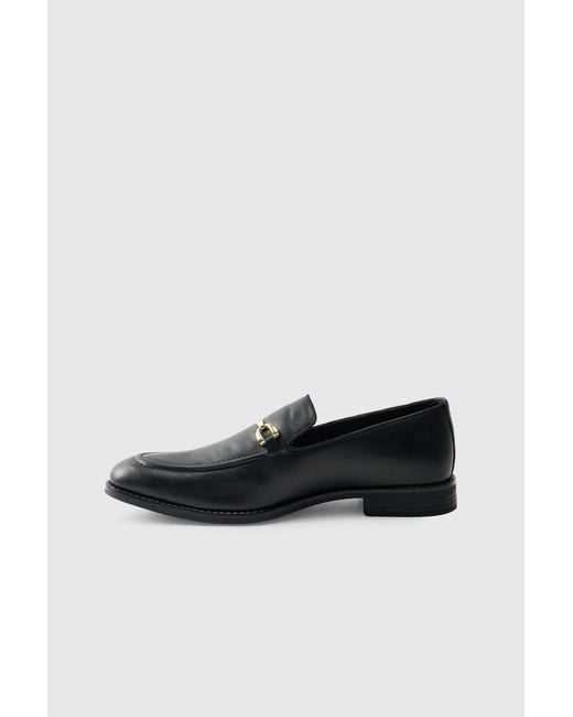 BoohooMAN Black Pu Snaffle Loafer for men