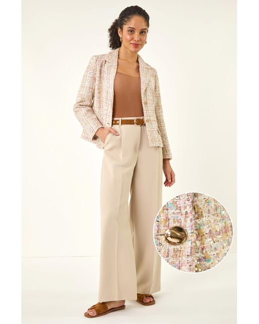 Roman Natural Buttoned Boucle Jacket