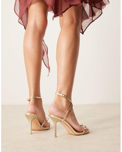 Glamorous Natural Bow Heeled Sandals