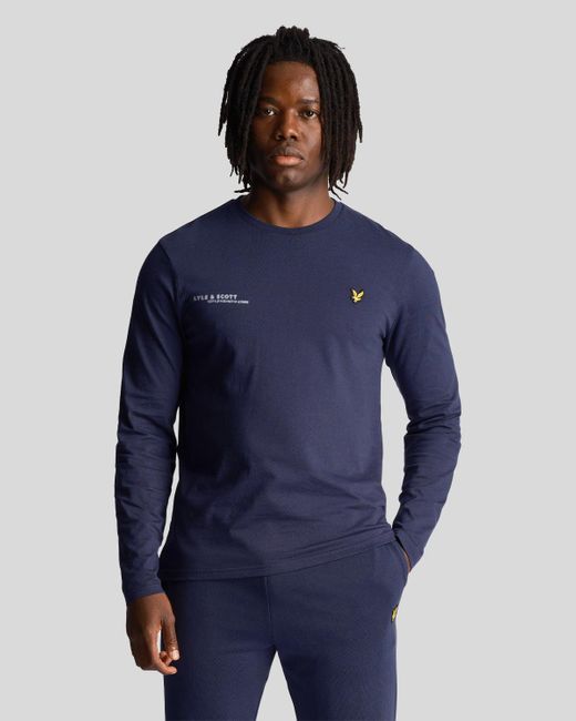 Lyle & Scott Blue And Plain Long Sleeve T-Shirt Co-Ordinates Print for men