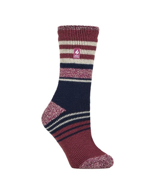 Heat Holders Blue Ladies Winter Varied Stripe Patterned Thermal Socks For