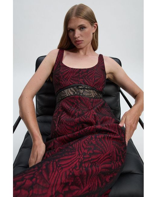 Karen Millen Premium Lace Tailored Pencil Maxi Dress