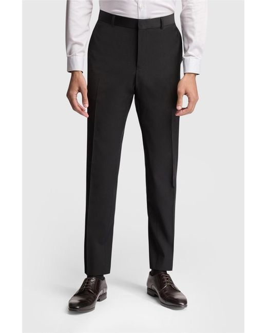 Ted Baker Black Flat Fronted Slim Fit Suit Trousers for men