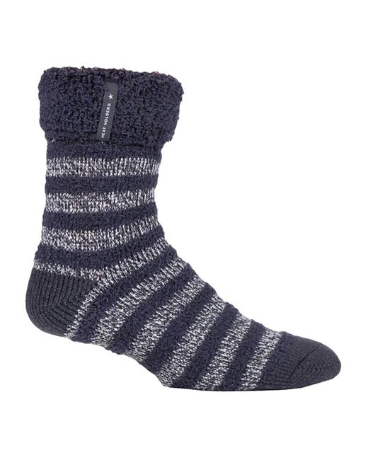 Heat Holders Blue Warm Luxury Fleece Lined Lounge Bed Socks for men