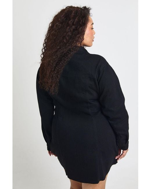 Boohoo Black Plus Denim Button Down Dress