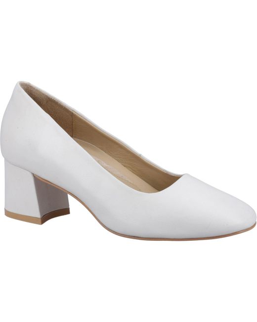 Hush Puppies White Alicia Court Shoe Leather Heels