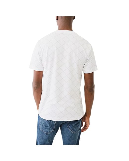 True Religion White 700157 T Shirts Crew Neck Short Sleeve Summer Soft Cotton Tee for men