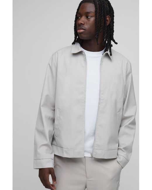 BoohooMAN Gray Tailored Regular Fit Zip Collared Co-Ord Jacket for men