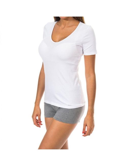 Janira White Fresh Short Sleeve T-Shirt V-Neck Lightweight Fabric 1045207