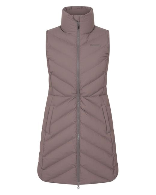 Mountain Warehouse Brown 'Anmore' Padded Long Gilet With Side Pockets Water Resistant Jacket