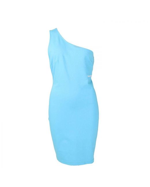 Calvin Klein 's One Shoulder Dress In Blue