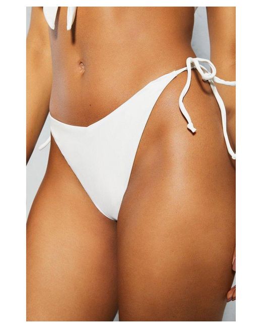 MissPap White Tie Side Thong Bikini Bottom