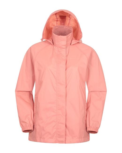 Mountain Warehouse Pink 'Pakka' Packable Jacket Waterproof Breathable Adjustable Hood Rain Coat Polyamide