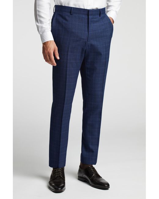 Ted Baker Blue Slim Fit Soft Check Trousers for men