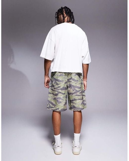 ASOS Gray Long Length Shorts With Carpenter Detailing for men