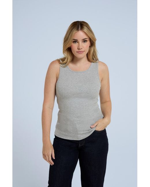 Mountain Warehouse White Ribbed Tank Lightweight Breathable Soft Casual Summer Ladies Vest Top Cotton