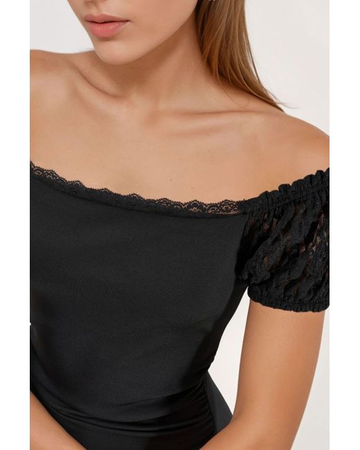 Hiccup Black Lace Sleeve Midi Dress
