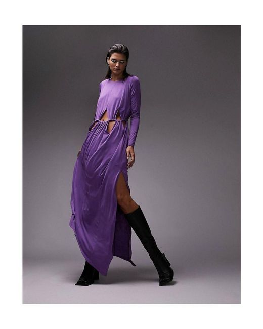 TOPSHOP Purple Premium Limited Edition Asymmetric Cut Out Dress