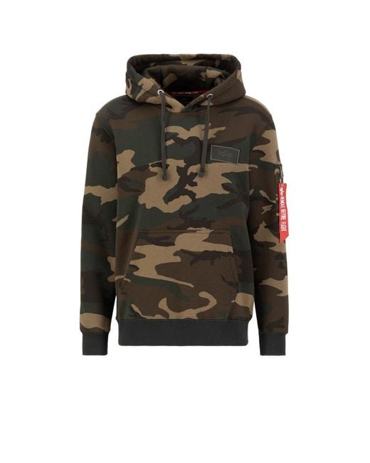 Alpha Industries Back Print Camo Hoodie in het Green voor heren