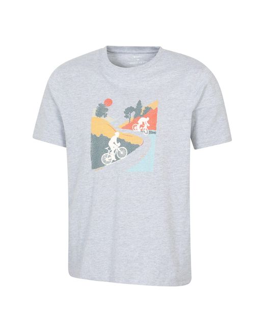 Mountain Warehouse White 'Bike' Tee Cotton T-Shirt Relaxed Fit Breathable Casual Tee for men
