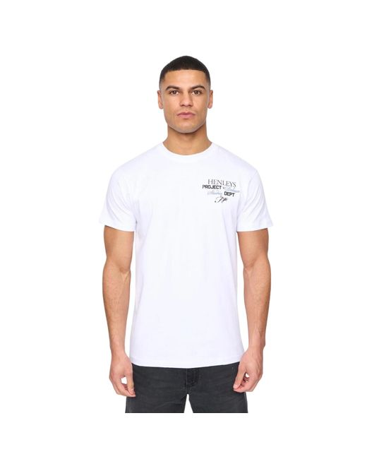 Henleys White Hentitled Cotton T-Shirt (Optic) for men
