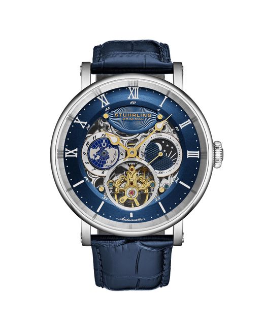 Stuhrling Blue Dual Time Automatic Majestic Skeleton for men
