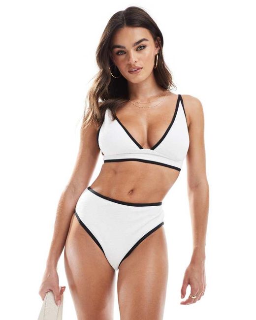 Vero Moda White Textured Bikini Bottoms With Tipping