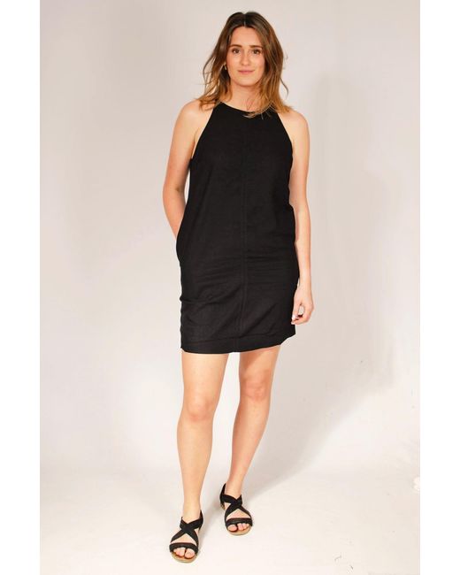 Secret Label Black High Neck Sleeveless Linen Dress