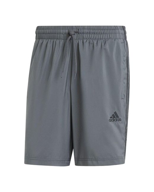 Adidas Gray Essentials 3 Stripes Shorts for men