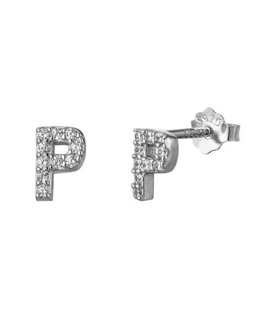 The Jewellery Stockroom Metallic Sterling Cubic Zirconia Initial Stud Earrings