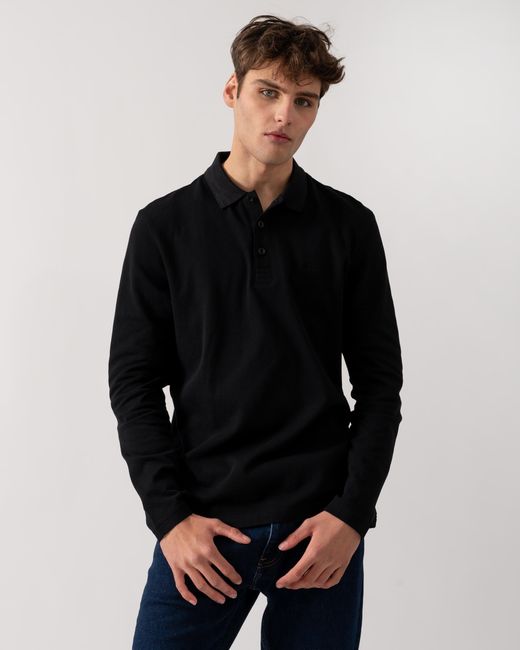 Boss Black Plisy Long Sleeve Polo Shirt for men