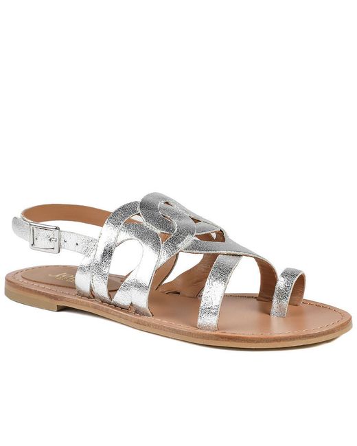 Jones Bootmaker Brown Inara Leather Toe Post Slingback Sandals