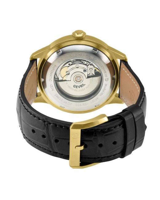 Gevril Gray Guggenheim Sellita Sw220 Custom Date Wheel Genuine Italian Handmade Leather Watch for men