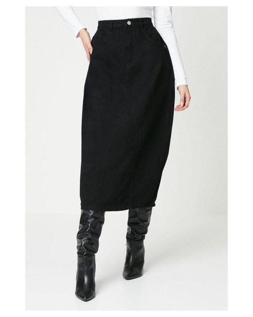Dorothy Perkins Black Seam Detail Maxi Skirt Cotton