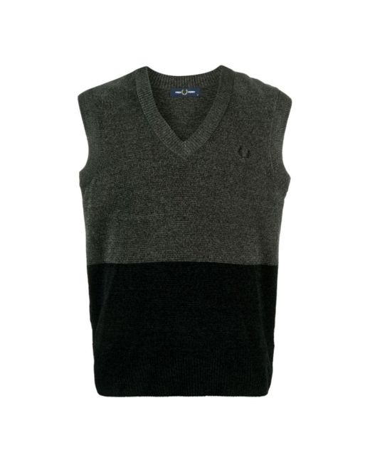 Fred Perry Green Field Colour Block Chenille Tank Top Vest for men
