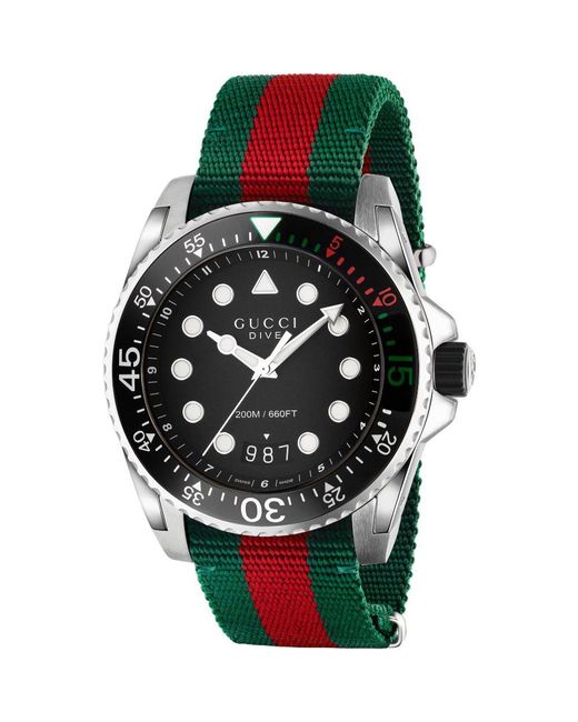 Gucci Ya136209 Herenhorloge Met Zwarte Wijzerplaat En Nylon Band in het Black voor heren