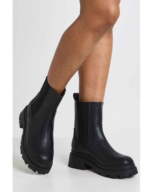 Boohoo Black Panel Detail Chunky Chelsea Boots